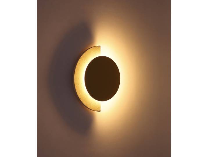 Applique Murale Lampe Murale Lampe De Salon Led Ronde Blanche Métal Travertin H 30 Cm