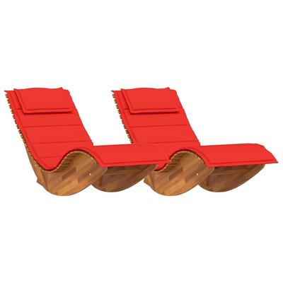 vidaXL Sonnenliege mit Kissen 2-Person 2 pcs Braun Massivholz Akazie