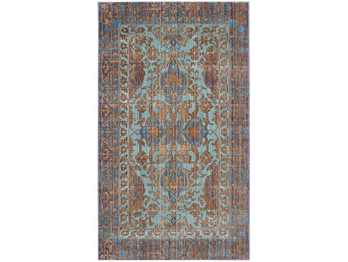 Tapis artisanat inspiré en polyester bleu/or, 122 x 183 cm