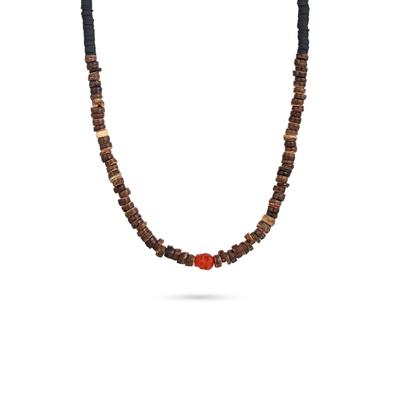 Silberkette KUZZOI "Halskette Cornelian Rot Heishi Perlen 925 Sterling Silber" Gr. 50, braun, Halsketten, Herren, Silber 925 (Sterlingsilber), Silberkette