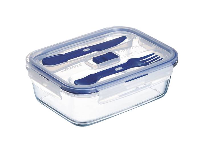 Vorratsdose Therese Blau/Transparent Glas/Kunststoff 1.22 l - Farbe: Transparent/Blau - Vorratsdose