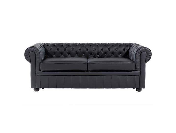 SOFA Leder Schwarz Chesterfield