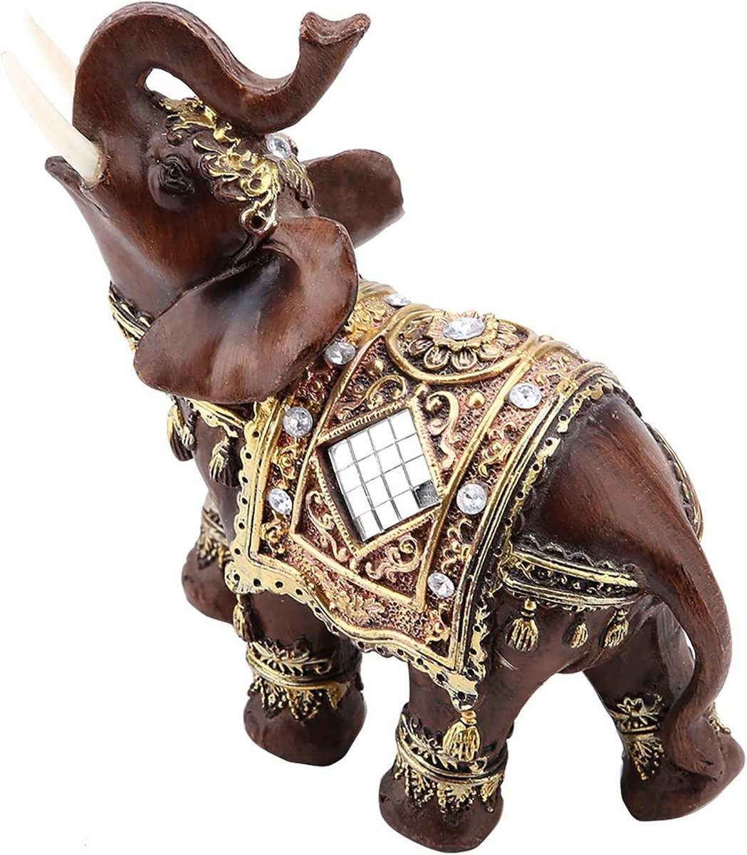 Olifant Beeldje Feng Shui Figuur met Houtnerf Decoratie voor Thuis