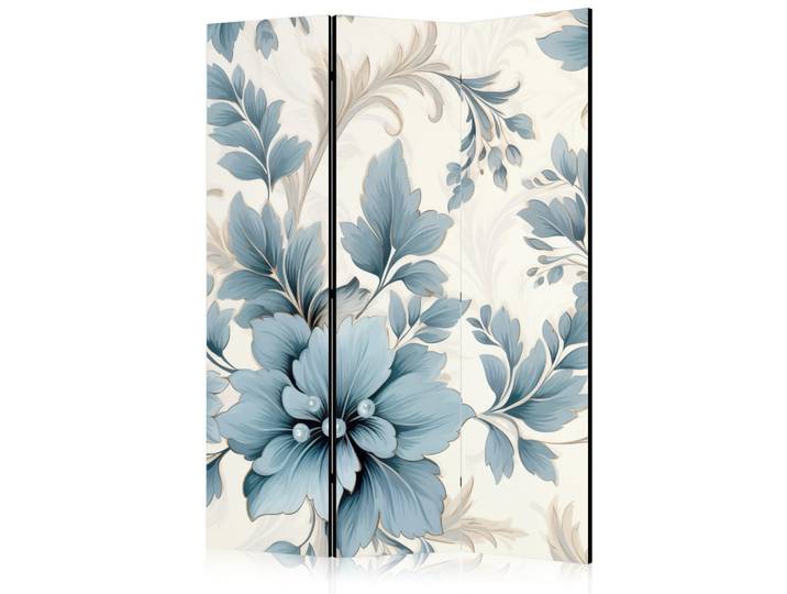 Muralo Paravent Einseitig Bedruckter 3-tlg 135x172 cm Blaue Pflanzen, Holz, Baum/Pflanze/Natur, Rechteckig, 135x172x3 cm, Wohnzimmer, Raumteiler, Paravents