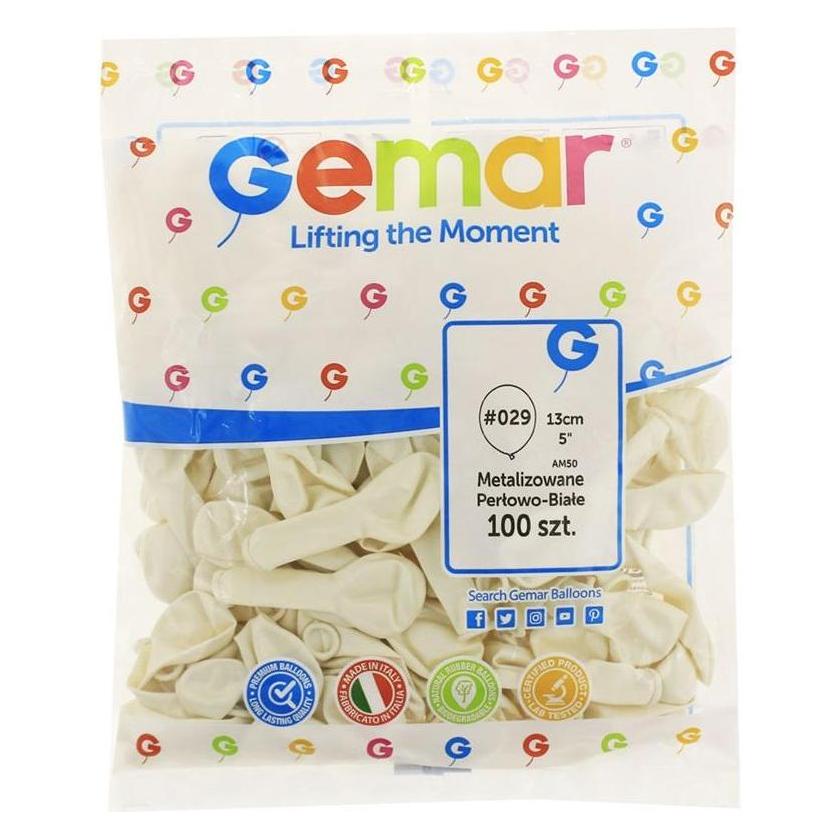 Gemar AM50 Metallperlen und weisse Luftballons 29 100 Stk (100x) (47594472)