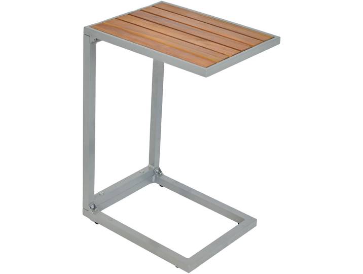 Beistelltisch MERXX, beige (natur, silber, natur), B:41,5cm H:41,5cm T:61cm, Aluminiumgestell mit Akazienholz, Tische, Beistelltisch, aus Akazienholz, BxTxH: 41,5x61x41,5 cm