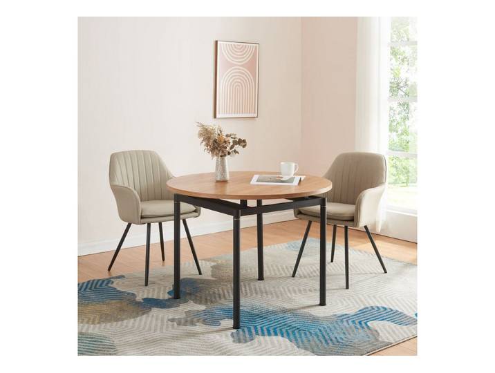 en.casa Esstisch, »Hemnes« für 4 Personen Stahlbeine Ø100 cm Stahlbeine Eiche-Optik