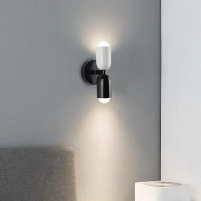 Uplifted Goods Nordic Industrial Geometric Sconce And Background Luminary k warm White
