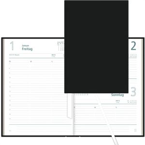 Zettler Buchkalender 873, schwarz, Jahr 2027, A5, Chefkalender, 1 Tag = 1 Seite