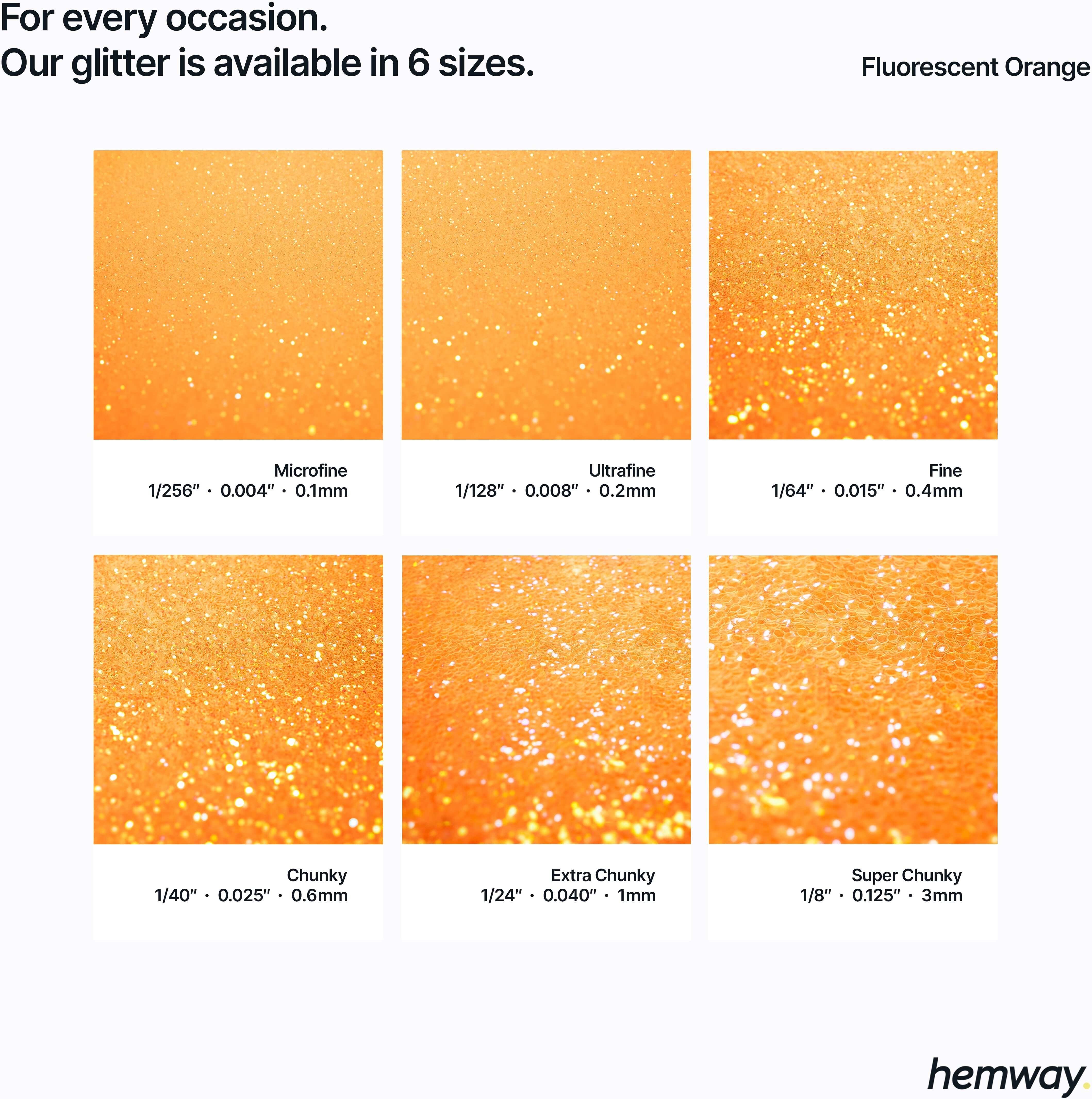 Hemway Glitter Shaker 125g / 4.4oz   Fluorescent Orange   Cosmetic, Festival, Epoxy Resin, Crafts - Fluorescent Orange - Fine 130g