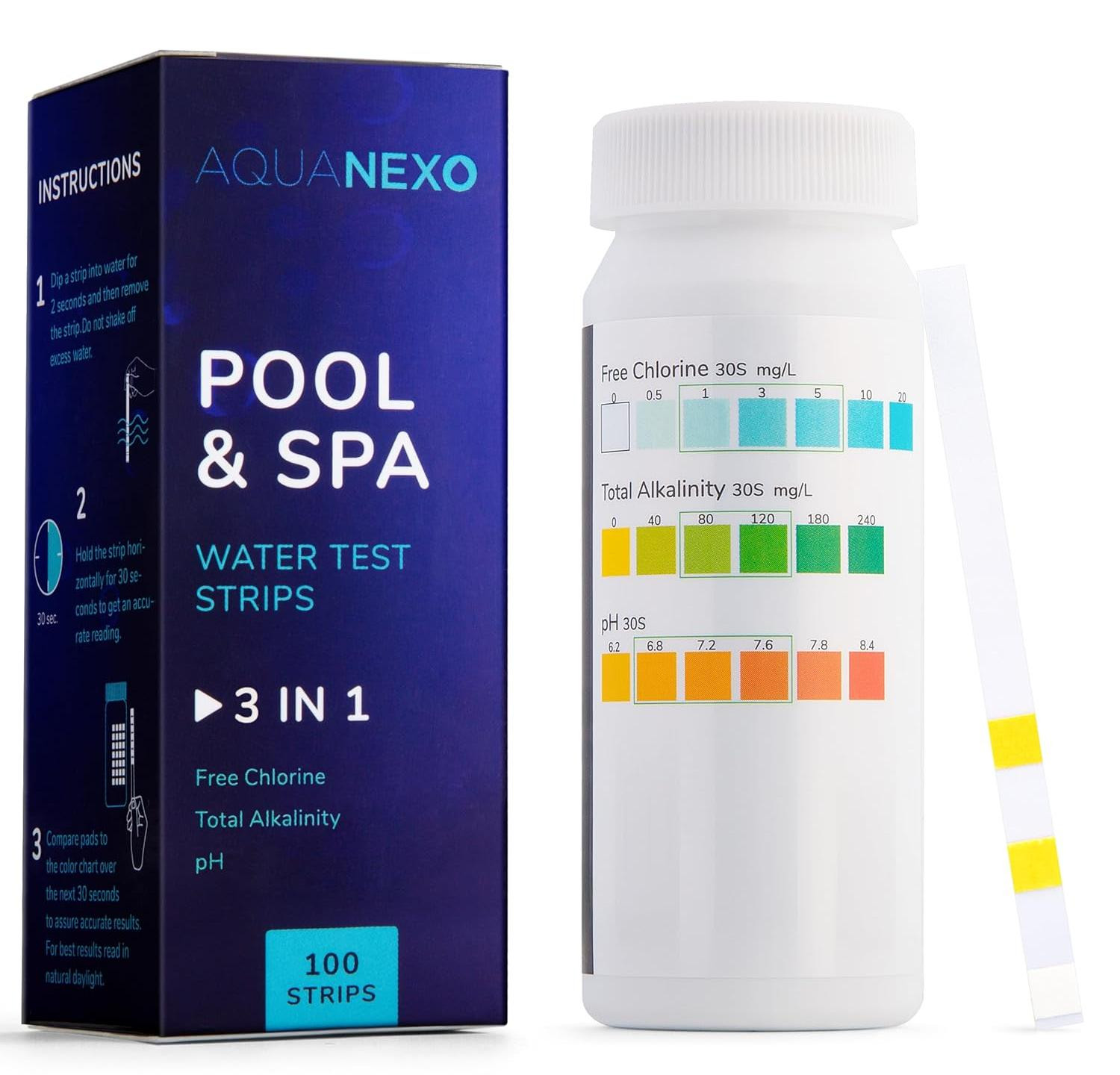 Merkloze 3-in-1 zwembadteststrips voor zwembaden, spa's en whirlpools, 100 stuks