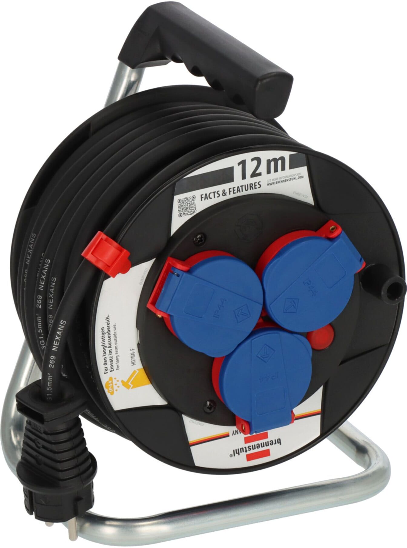 Brennenstuhl Gewerbe-/Baustellen Kabeltrommel Garant Kompakt IP44 12m schwarz (9123020115)