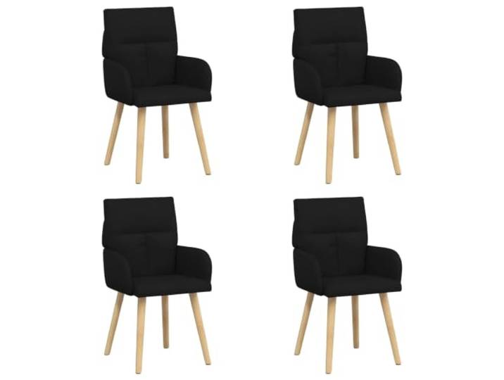 KKgypkn Esszimmerstuehle 4er Set Schwarz 60 x 56 x 96 cm Metallrahmen, Polyesterbezug, Atmungsaktiv, Flache Armlehnen, Pflegeleicht