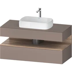 Duravit Collection One Konsolenwaschtischunterbau, 1 Auszug, 1 Schubkasten, Ausschnitt mittig, 1200x550x600mm, Nische Eiche Mamoriert, QA4732055430000, Farbe: Basalt Matt