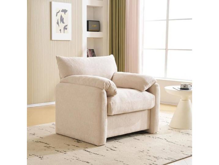 Fauteuil Canapé 1 places chaise de loisirs chenille Beige