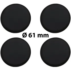 4 x Ø 61 mm Polymere Aufkleber / Schwarz / Nabenkappen, Felgendeckel