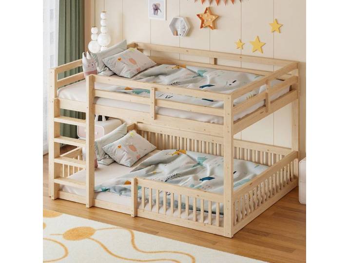 Bladez - Lit superposé enfant 160 x 200 cm - Lit étudiant avec barrières de sécurité et Escalier antidérapant - Bois