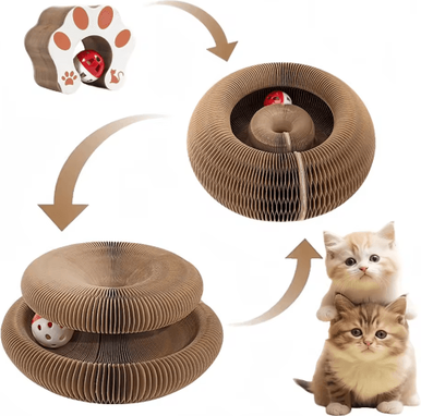 Inspire Picks Foldable Cat Scratcher Toy Multi Level Cardboard Claw Sharpener With Bell & Catnip Foldable Cat Scratcher Toy Multi Level Cardboard Claw Sharpener With Bell & Catnip