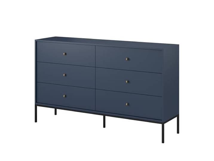 Masseno Kommode Mondo 154 cm, Sideboard mit 6 Schubladen für Wohnzimmer, Schlafzimmer, Modern 154x39x89 cm, Blau/Blau