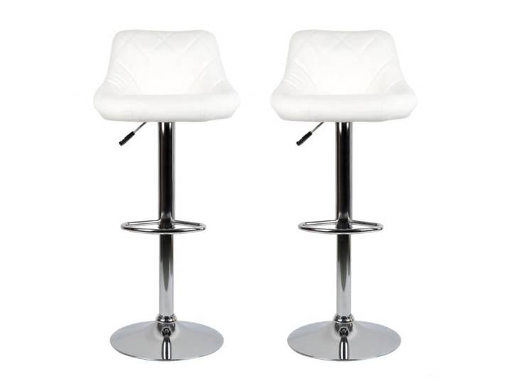 Tabouret de bar en Simili (PU) - JEOBEST - Lot de 2 - Blanc - Hauteur réglable
