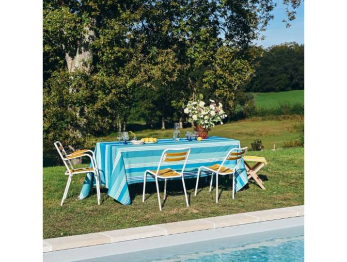 Nappe en coton bleu 160x300 cm