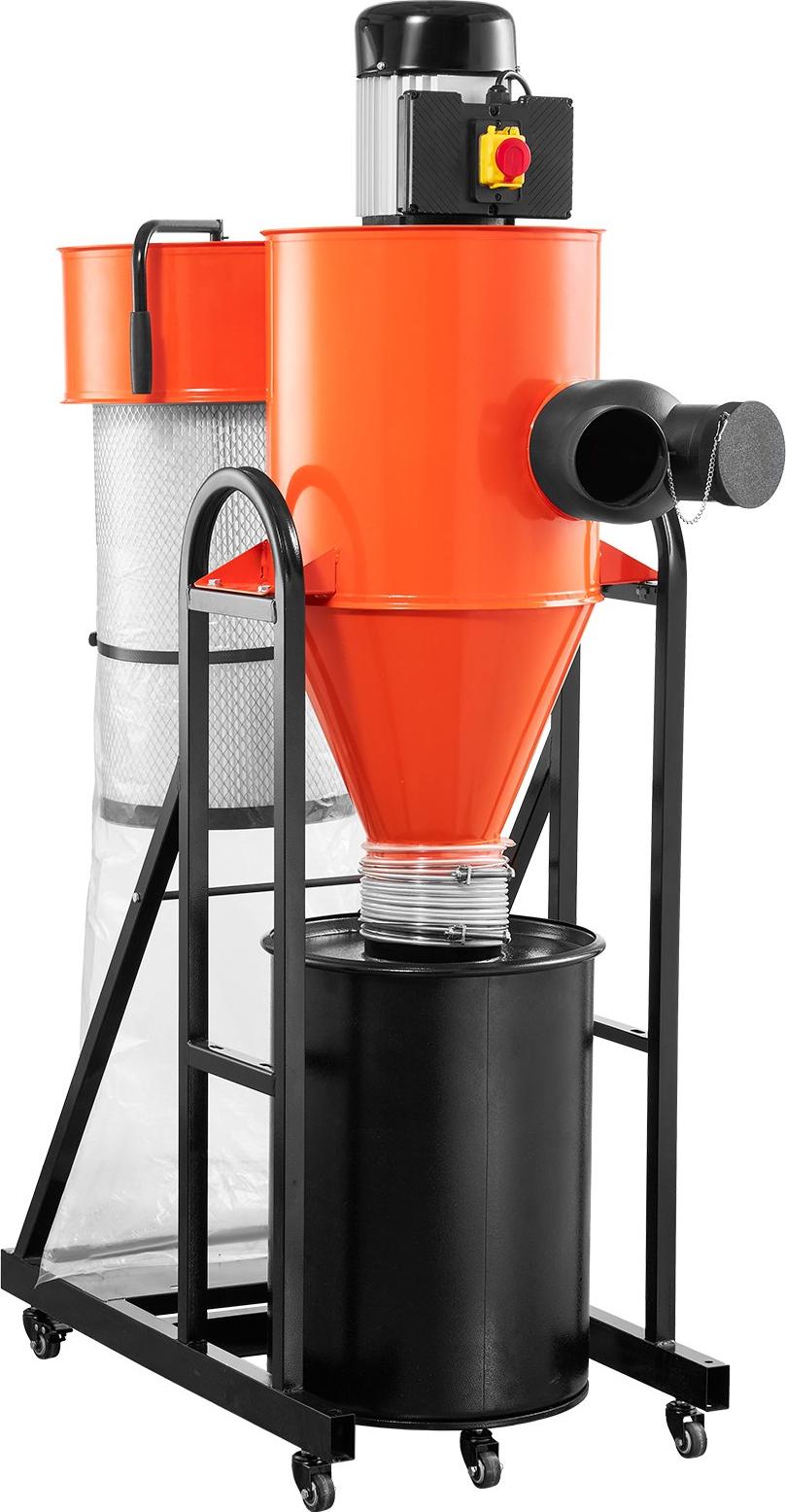 Absauganlage - Zyklon-Staubabscheider / Staubsammler - 1,5 PS (1,1 kW) - 47,3 L Staubsammelbeutel - Mit Standfuß - Für Holzbearbeitung - Effiziente Zyklonabscheidung