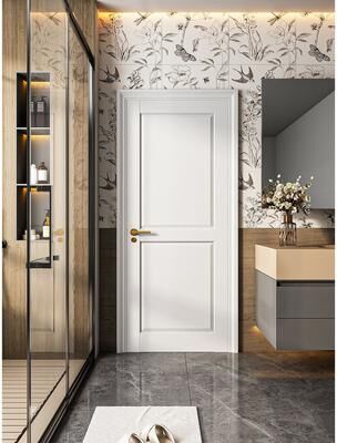 Nuzanto 80''H White 2 Panel Solid Manufactured Wood Primed Interior Shaker Slab Door