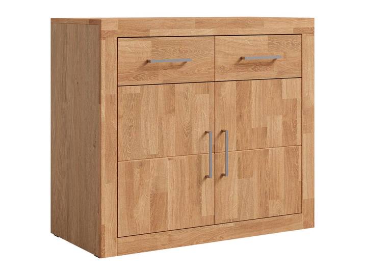 Linea Natura Kommode Yes, Eiche, Holz, Eiche, massiv, 2 Fächer, 2 Schublade(n) Schubladen, 90x80x42 cm, Beimöbel erhältlich, in verschiedenen Holzarten erhältlich, Holzmöbel, Kleinmöbel Holz, Holzkommoden