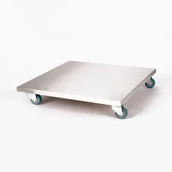 Möbelroller / Pflanzenroller (Profi) 50x50 cm, Edelstahl, 150 kg, PU-Rolle, Marke: Szagato, Made in Germany