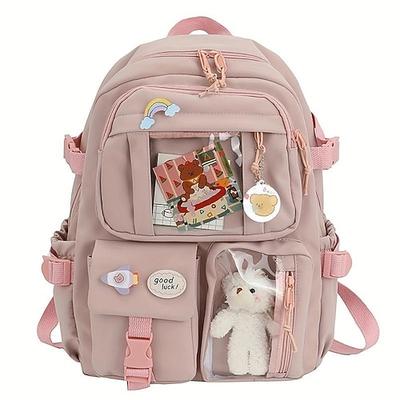 süßer, transparenter, wasserdichter Taschenrucksack mit Plüschtier – großes Fassungsvermögen, Schulranzen mit mehreren Taschen für Mädchen in mehreren Farben