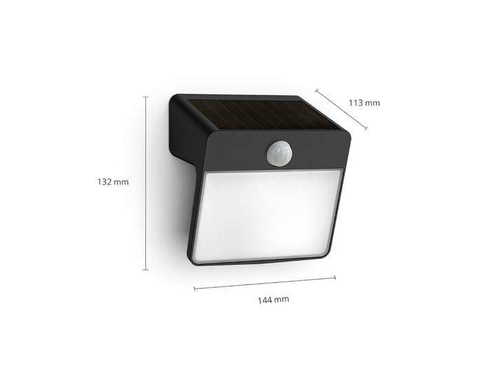 Philips LED-Solar-Wandleuchte Yarixa, Bewegungssensor Yarixa, schwarz, Kunststoff, Modern, Solarleuchte außen