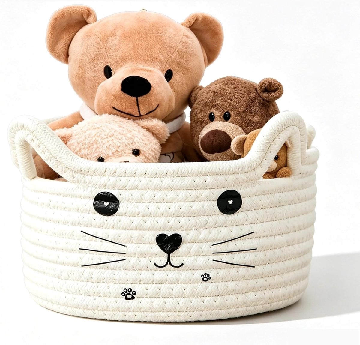 SnelShoppen Katvormige Geweven Opbergmand voor Kinderen, 21 cm