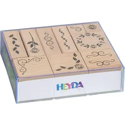 3x Heyda, Stempel, Stempelset Holz Ornamente Ranken usw. 1,5x1,5cm VE=10 Stück