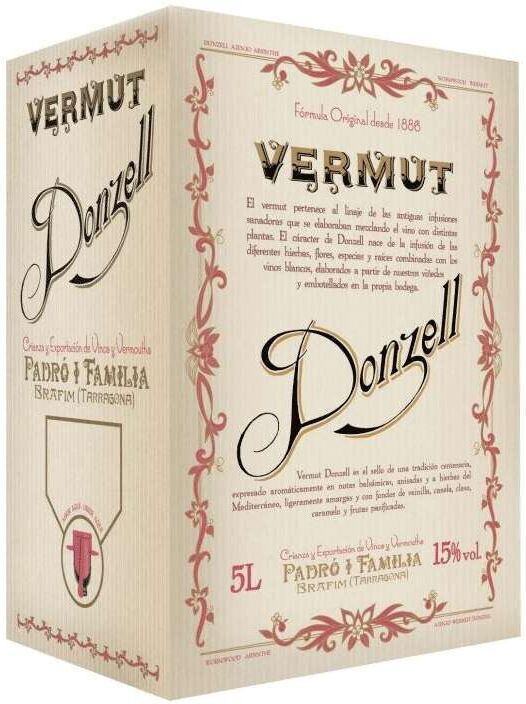 Bag in Box Vermut Donzell Rojo 5L - Vermut español de Vins Padro, 15% vol.
