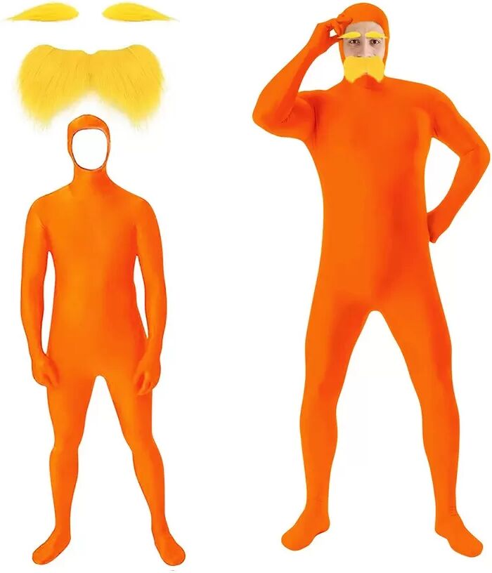INF Ensemble de Costume Lorax Adulte (Combinaison + Barbe) - Parfait pour Halloween et les Soirées Cosplay L