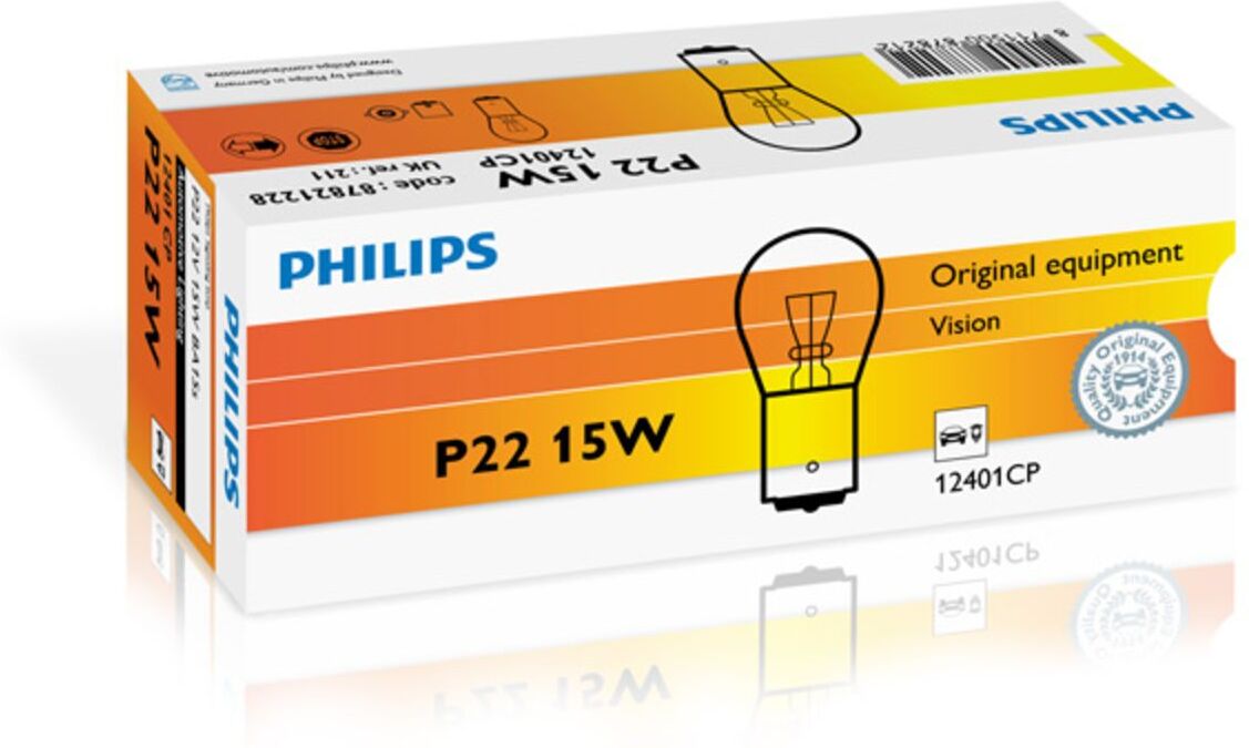 Lâmpada secundária PHILIPS Stop P22 Vision 12V, 15W