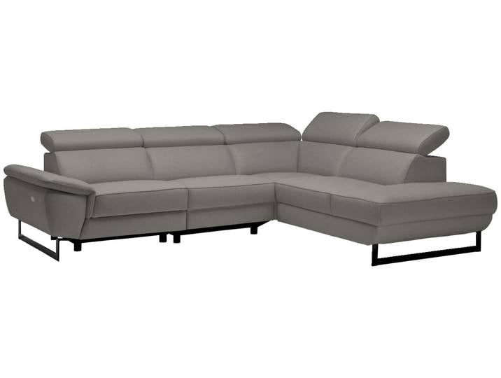 Celina Home Ecksofa NAPOLI, grau, Leder