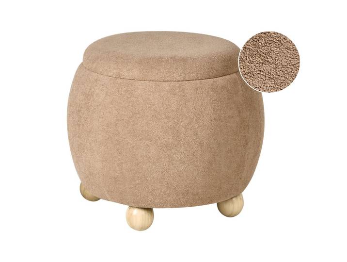 POUF mit Stauraum Bouclé Hellbraun Annabella