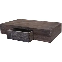 Décoshop26 - Wandhängendes Regal mit Schublade 40 cm Vintage-Finish in gealtertem Braun 04_0005680