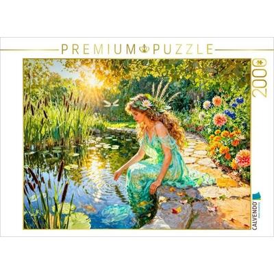 CALVENDO Puzzle Naiade - Nymphe der Quellen im lichten Wassergarten | 2000 Teile Lege-Größe 90x67cm Foto-Puzzle für glückliche Stunden