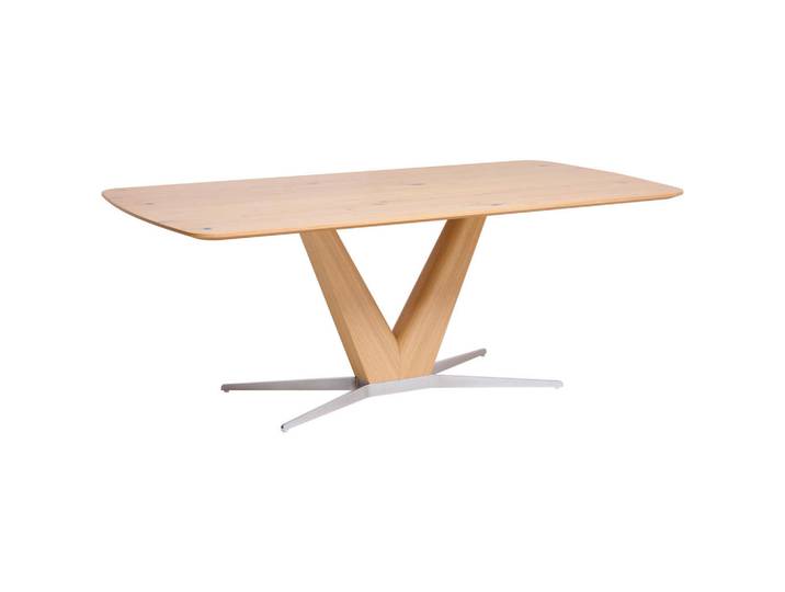 Koinor Esstisch, Edelstahl, Eiche Bianco, Holz, Metall, Wildeiche, furniert, rechteckig, eckig, 100x76x200 cm, Goldenes M, Dgm, in verschiedenen Größen erhältlich, Holzarten Variantenauswahl, Holzmöbel, Holztische, Esstische Holz