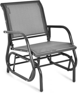 Costway Outdoor Single Swing Glider Rocking Chair with Armrest-Gray