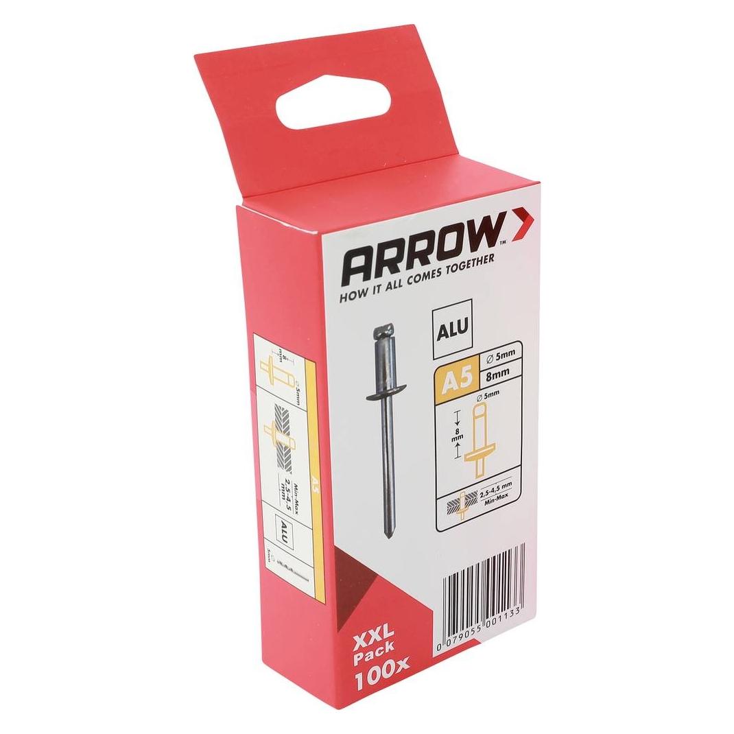 Arrow 001133 Blindniete (Ø x L) 5 mm x 8 mm Aluminium RA 5 X 8 ALU 100ST 100 (001133)
