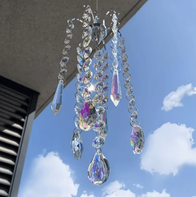 Uplift Curations CrystalGlow Chandelier Wind Chime Suncatcher Prism Rainbow Hanging Decor CrystalGlow Chandelier Wind Chime Suncatcher Prism Rainbow Hanging Decor