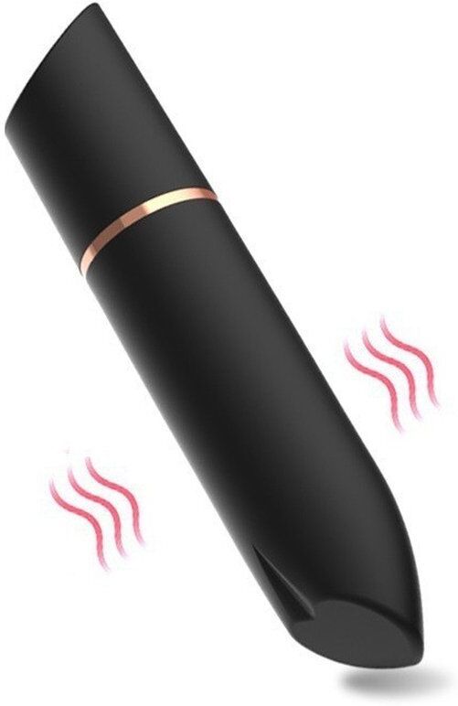 MyPlayToys Mini Vibro Heart Lipstick 9cm Noir