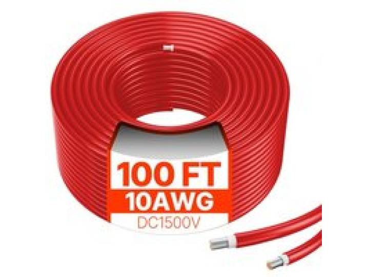 VEVOR 30,48m Solarkabel, Solarpanel-Verlängerungskabel, 10AWG Kabel, IP67 wasserdichtes PV-Kabel für Solarmodule zu Hause, -40 bis 105℃, auf Schiffen und in Wohnmobilen, rot