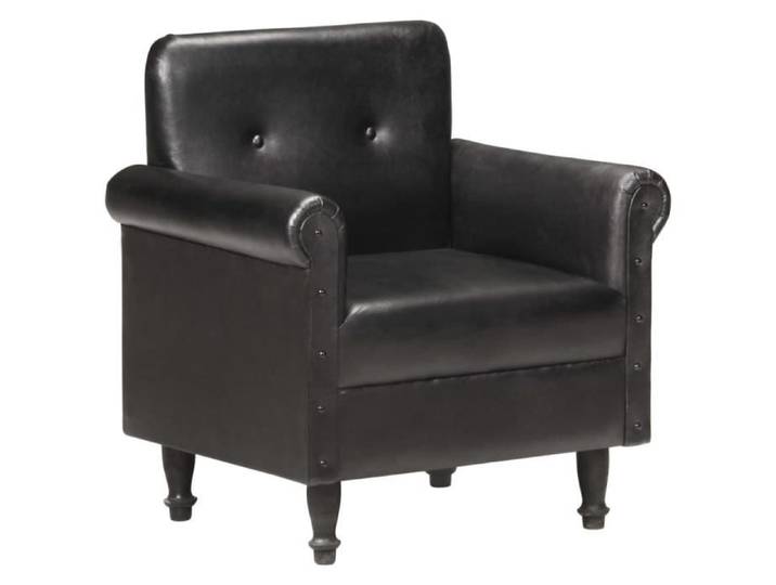 1283BIM® Fauteuil salon Confortable Fauteuil Tv Fauteuil Club Fauteuil de Relaxation Noir Cuir véritable