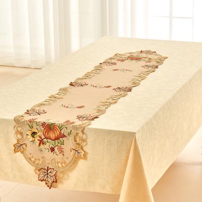 Embroidered Cutout Table Runner by BrylaneHome in Harvest