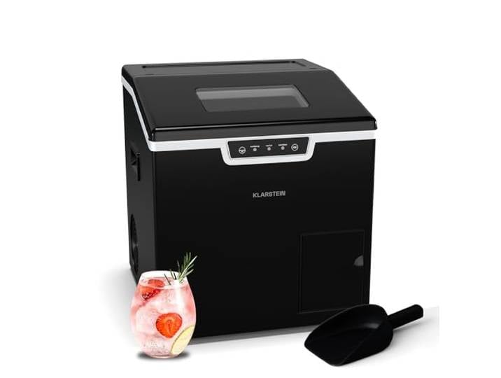 Klarstein Icefestival Bullet Eiswürfelmaschine – 20 kg/24 h, 400 W, 3-Liter-Tank, Eiswürfel & Geriebenes Eis, Edelstahl, Eiswürfelbereiter für Bars, Events, Küche, Eiswürfelspender, Schwarz