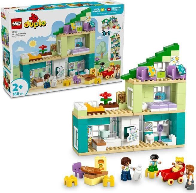LEGO DUPLO Mijn Stad 10470 Modern familiehuis 3-in-1 constructiespeelgoed voor kinderen vanaf 2 jaar